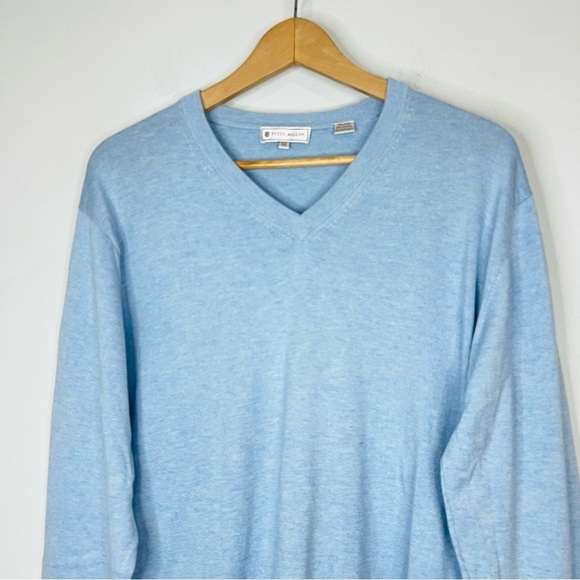 Peter Millar Crown Blue Luxury Blend V-Neck Sweater Medium - Picture 3 of 7